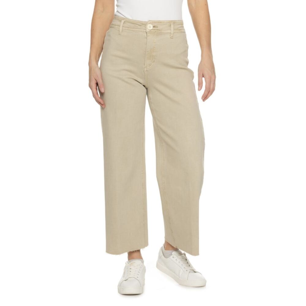 OAT New York Tan Oat Milk Frayed Hem Casual High Rise Wide Leg Jeans Size 12/31